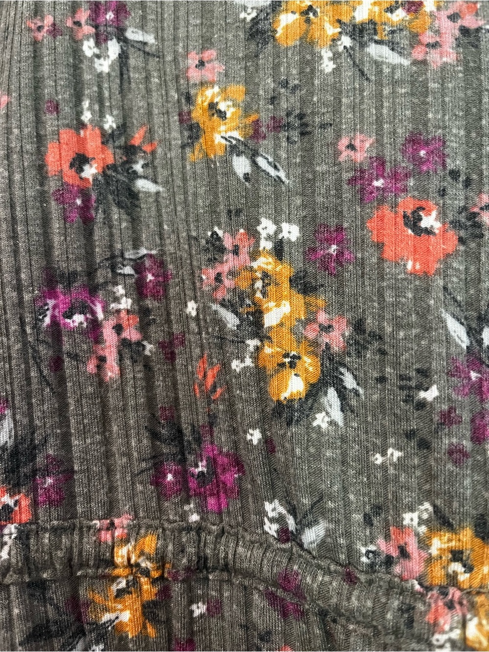 Maurices Gray Floral Ribbed Camisole with Tie Waist - Picture 8 of 9
